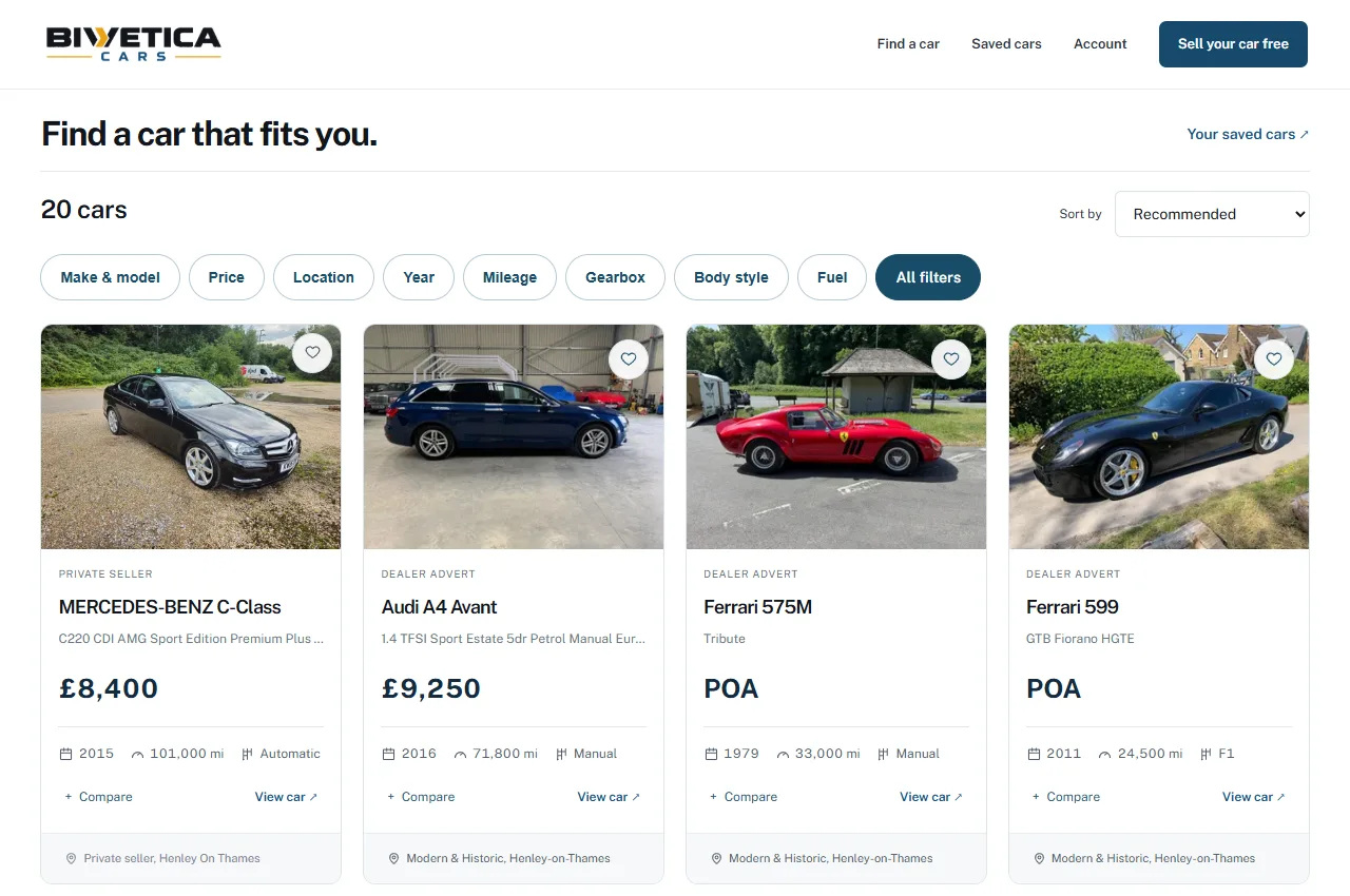 Bivetica Cars public vehicle search
